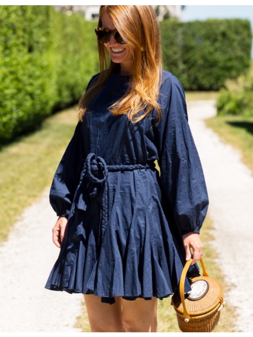 NWT | RHODE Ella Cotton Dress Navy Size Small S $395